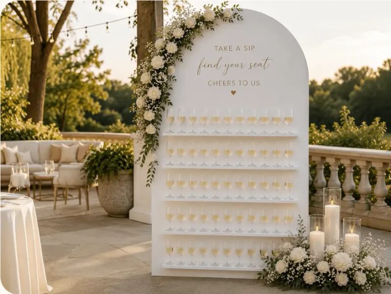White Arched Champagne Wall Backdrop rental in Orlando, Florida — photo 2