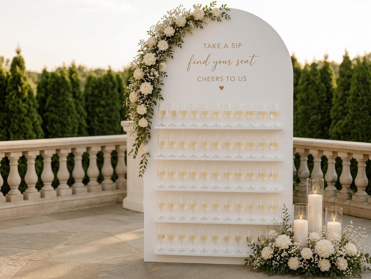 White Arched Champagne Wall Backdrop rental in Orlando, Florida