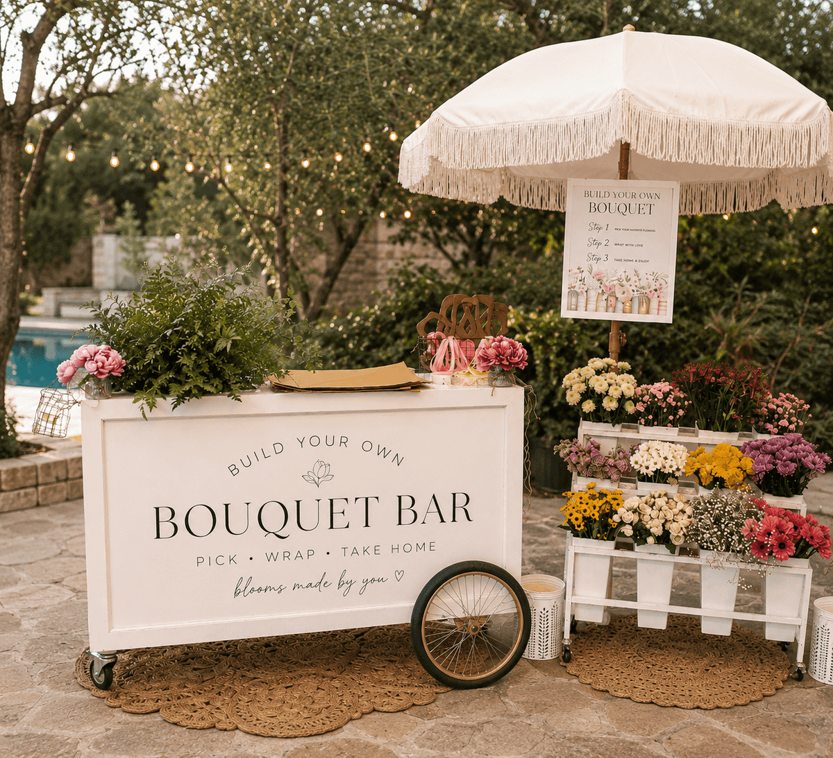 Bouquet Bar Cart with Umbrella rental in Orlando, Florida